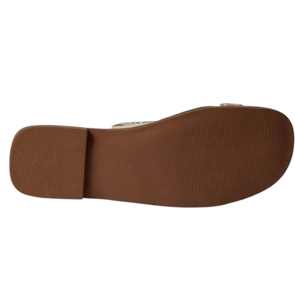 FARYL Carmen Gold Raffia Slides Size 6.5 New In Box - Picture 8 of 10